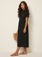 Alanah | Striped Shirt Dress with button front and button closure
