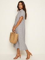 Alanah | Striped Shirt Dress with button front and button closure