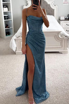 Alanah | High Slit Sequin Maxi Dress with spaghetti straps