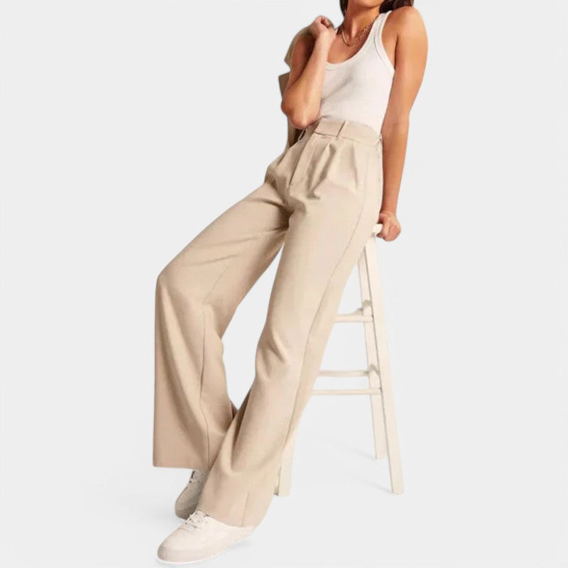 Women's High Waisted Flowy Wide Leg Pants – Everyday Dress Trousers