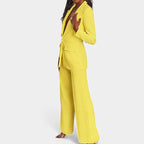 Women's Single Button Blazer Pants Set – Tailored Wide Leg Office Trousers Set