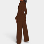 Women's Single Button Blazer Pants Set – Tailored Wide Leg Office Trousers Set
