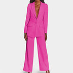 Women's Single Button Blazer Pants Set – Tailored Wide Leg Office Trousers Set