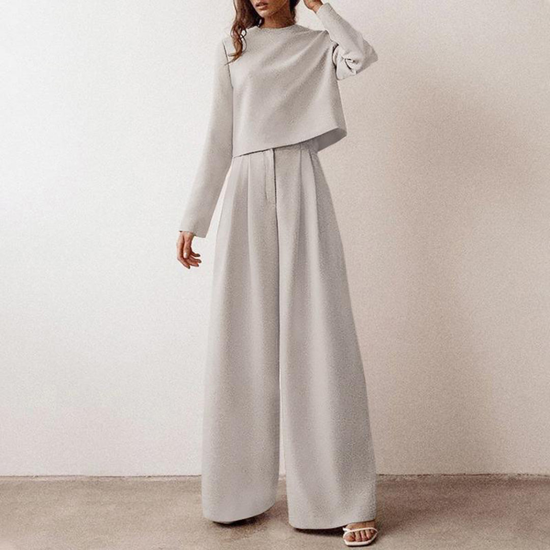 Women's Relaxed Palazzo Set – Matching Top & Wide Leg Occasion Pants Set