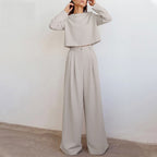Women's Relaxed Palazzo Set – Matching Top & Wide Leg Occasion Pants Set