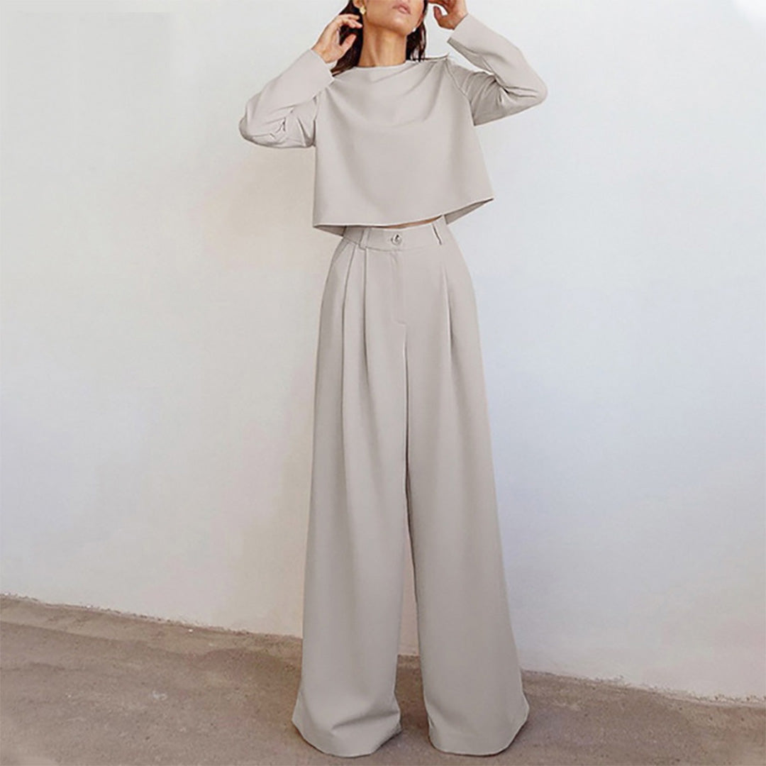 Women's Relaxed Palazzo Set – Matching Top & Wide Leg Occasion Pants Set