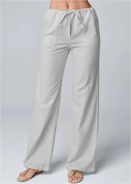 Women's Relaxed Ankle Pants – Drawstring Waist Tapered Casual Trousers