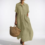 Women's Relaxed Shirt Dress – Button Front Flowy Day Dress