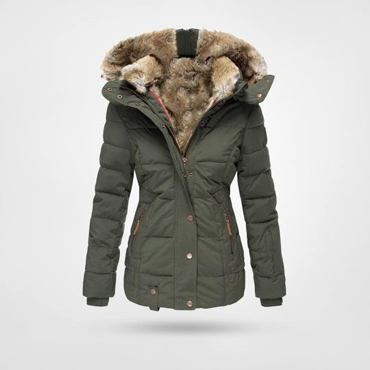 Women's Hooded Puffer Jacket – Mid-Length Winter Coat