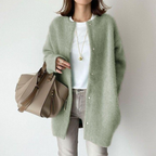 Women's Mid-Length Cardigan – Relaxed Cotton Blend Cardigan
