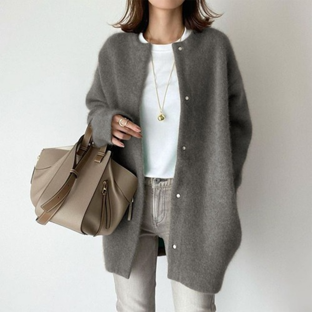 Women's Mid-Length Cardigan – Relaxed Cotton Blend Cardigan