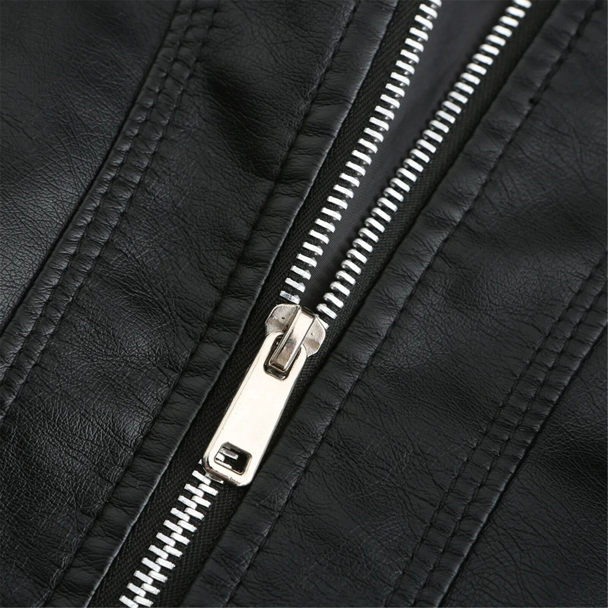 Women's Faux Leather Moto Jacket – Retro Zip-Up Biker Jacket