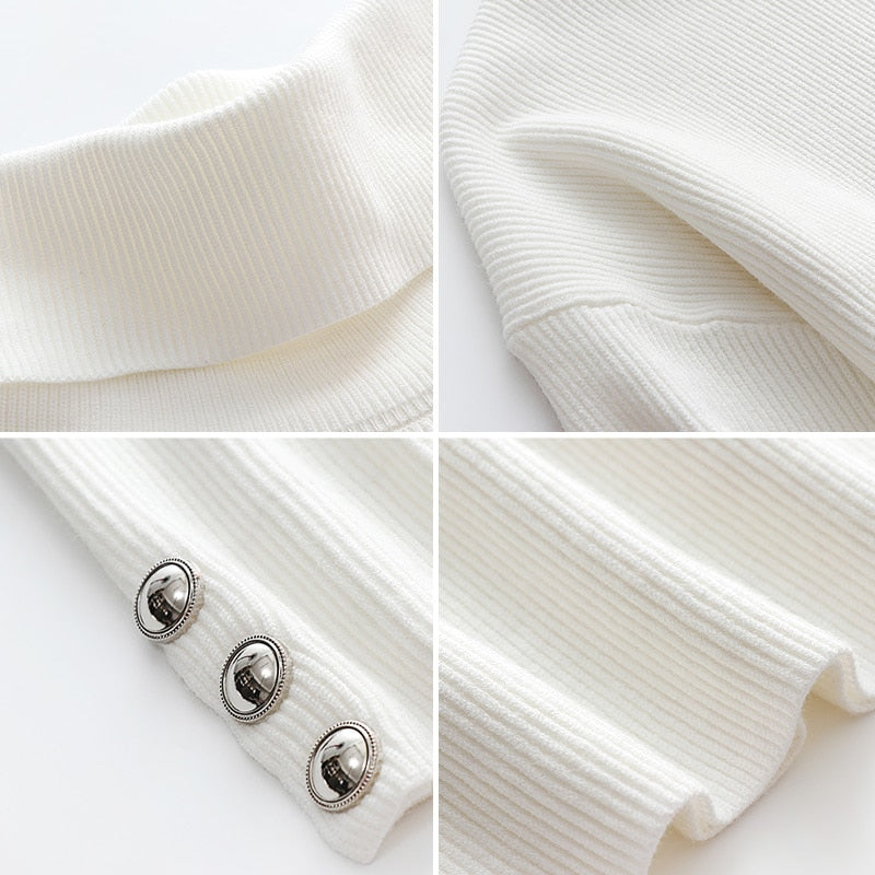 Women's Long Sleeve Turtleneck Sweater – Fitted Winter Knit Sweater