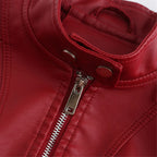 Women's Faux Leather Moto Jacket – Retro Zip-Up Biker Jacket