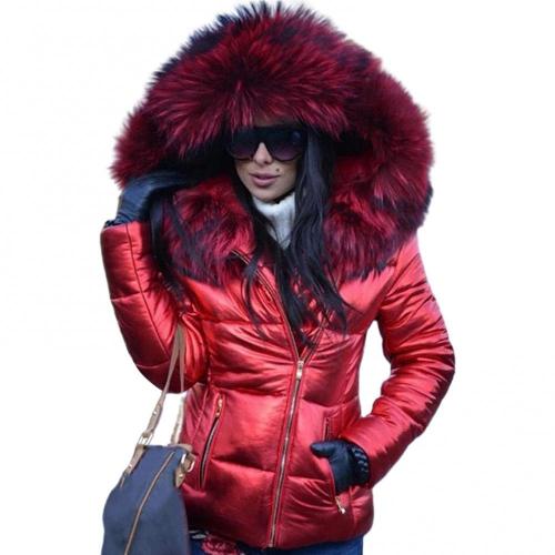 Women's Hooded Puffer Coat – Faux Fur Trim Insulated Winter Jacket