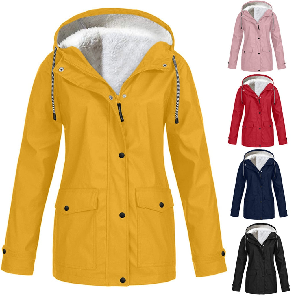 Women's Hooded Transitional Jacket – Drawstring Zip-Up Outdoor Jacket