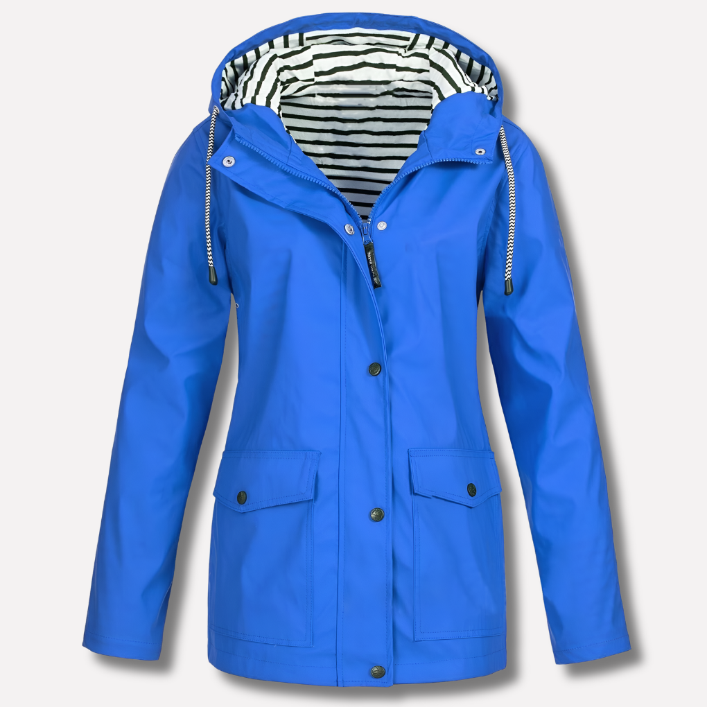 Women's Hooded Rain Jacket – Wind Resistant Zip-Up Outdoor Jacket