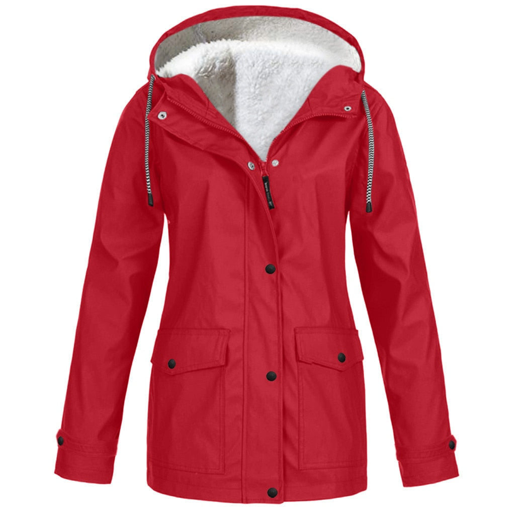 Women's Hooded Transitional Jacket – Drawstring Zip-Up Outdoor Jacket