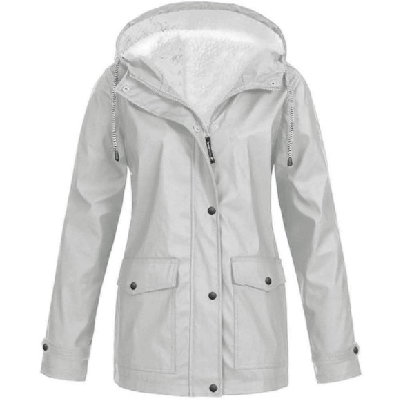 Women's Hooded Transitional Jacket – Drawstring Zip-Up Outdoor Jacket