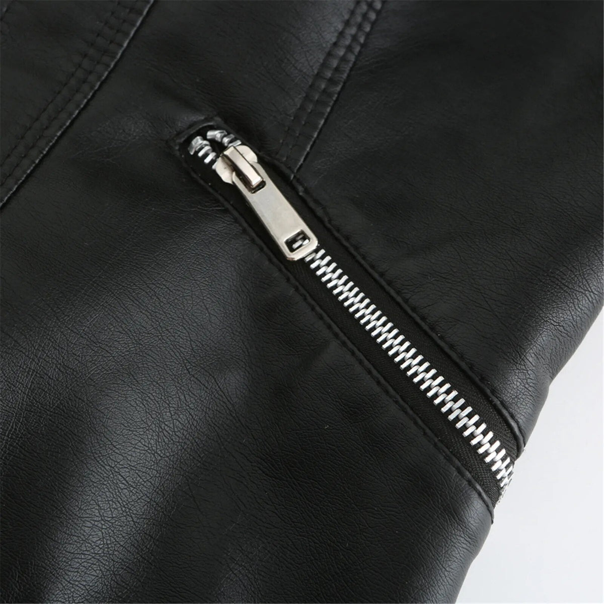 Women's Faux Leather Moto Jacket – Retro Zip-Up Biker Jacket