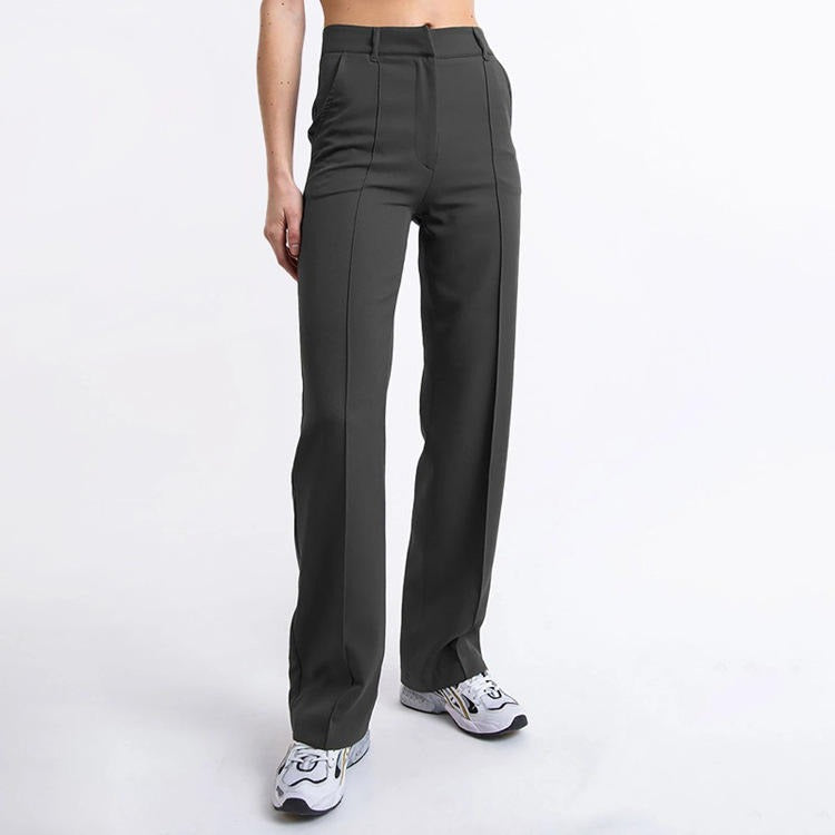 Women's High Waisted Office Trousers – Tailored Straight Leg Dress Pants
