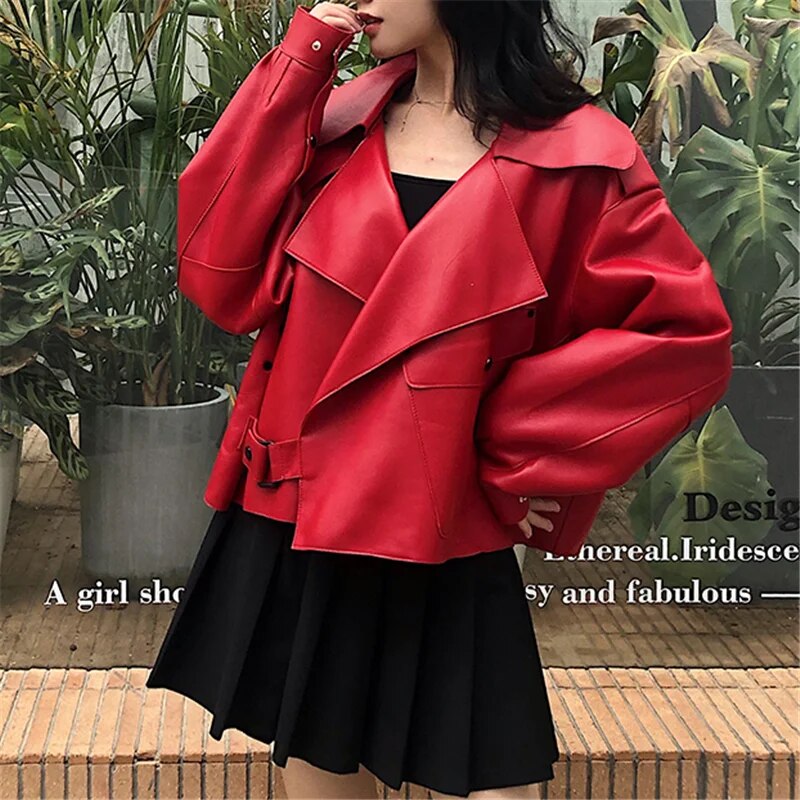 Women's Cropped Biker Jacket – Retro Faux Leather Moto Jacket