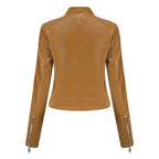 Women's Faux Leather Moto Jacket – Retro Zip-Up Biker Jacket