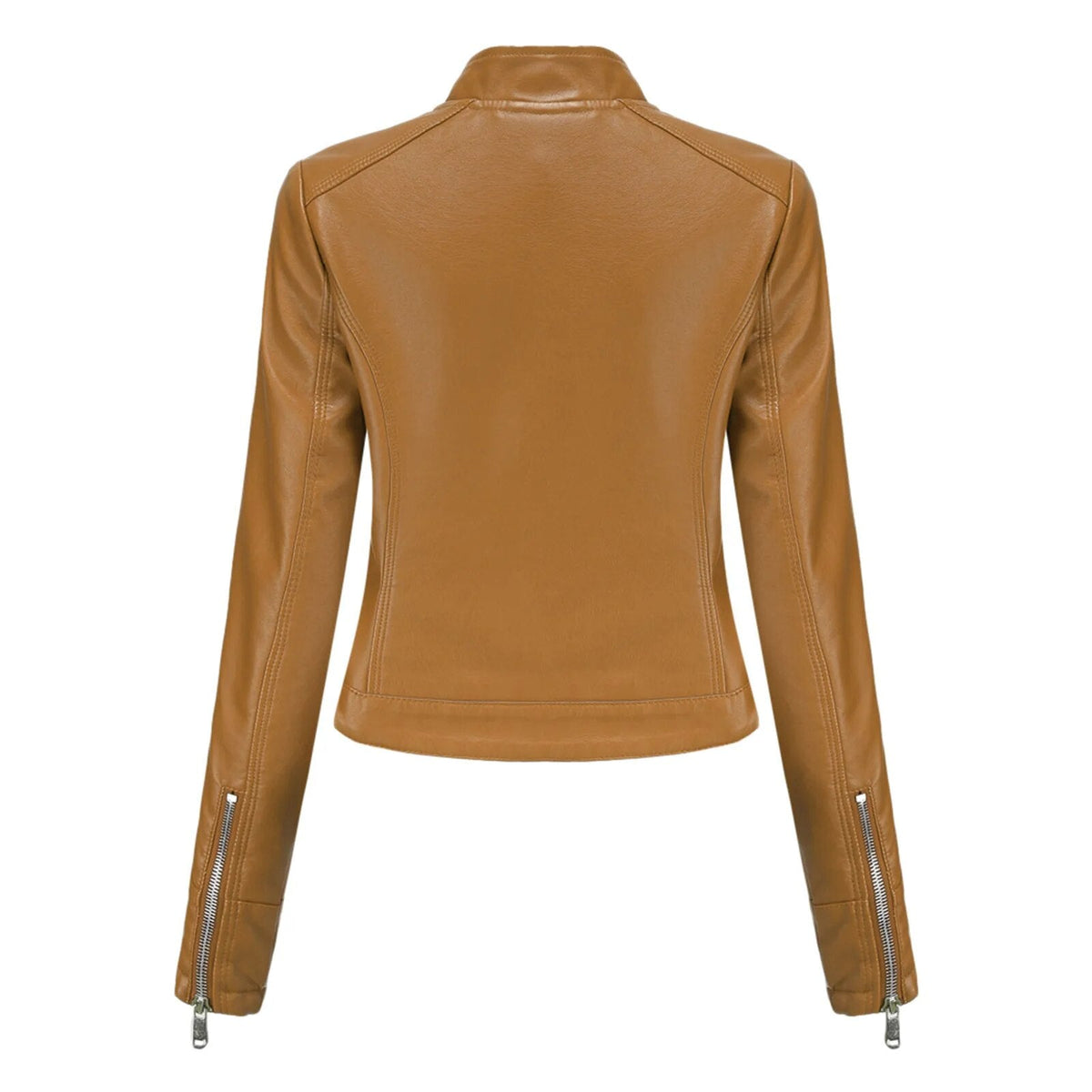 Women's Faux Leather Moto Jacket – Retro Zip-Up Biker Jacket