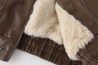 Women's Fleece Lined Faux Leather Jacket – Oversized Winter Jacket