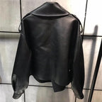 Women's Cropped Biker Jacket – Retro Faux Leather Moto Jacket