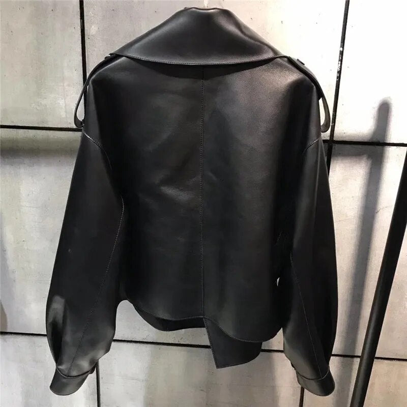 Women's Cropped Biker Jacket – Retro Faux Leather Moto Jacket