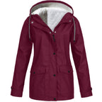 Women's Hooded Transitional Jacket – Drawstring Zip-Up Outdoor Jacket