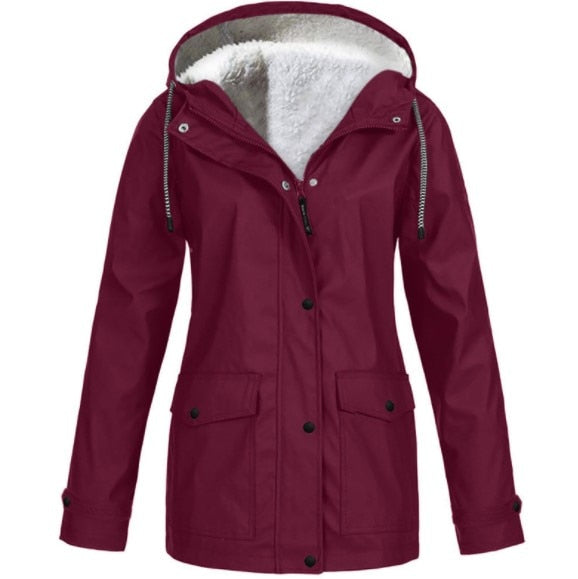 Women's Hooded Transitional Jacket – Drawstring Zip-Up Outdoor Jacket