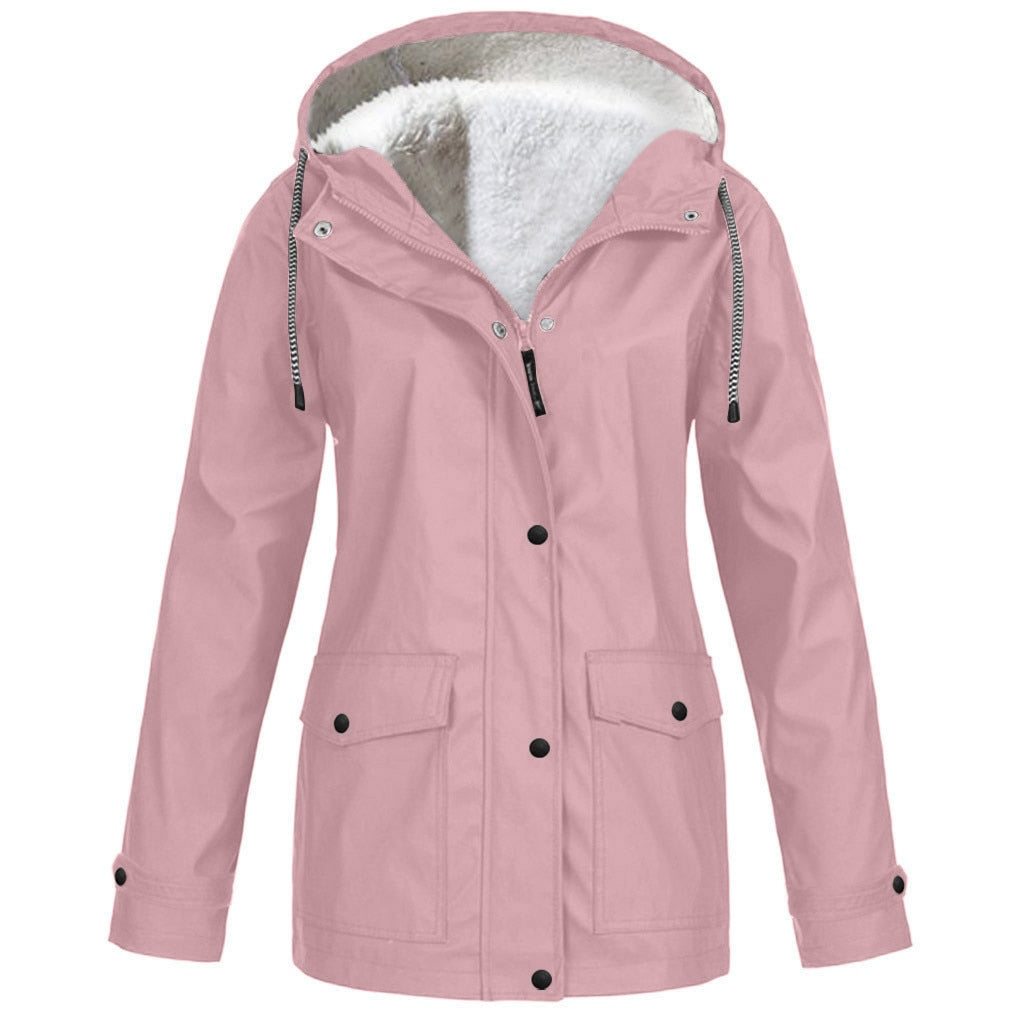 Women's Hooded Transitional Jacket – Drawstring Zip-Up Outdoor Jacket
