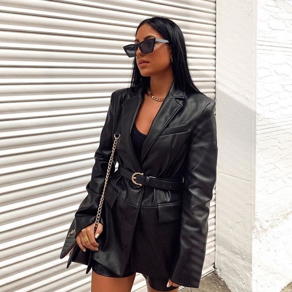 Women's Open Front Blazer – Tailored Longline Jacket