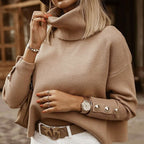 Women's Long Sleeve Turtleneck Sweater – Fitted Winter Knit Sweater