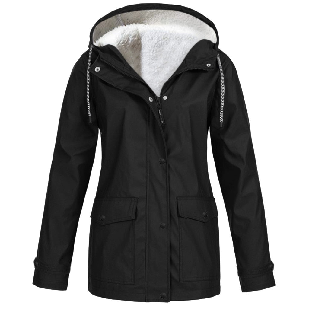 Women's Hooded Transitional Jacket – Drawstring Zip-Up Outdoor Jacket