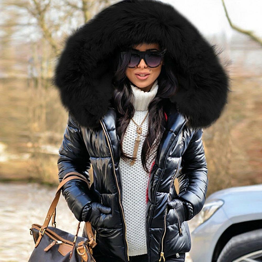 Women's Hooded Puffer Coat – Faux Fur Trim Insulated Winter Jacket