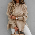 Women's Side Split Sweater – Longline High Neck Winter Sweater