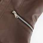Women's Faux Leather Moto Jacket – Retro Zip-Up Biker Jacket