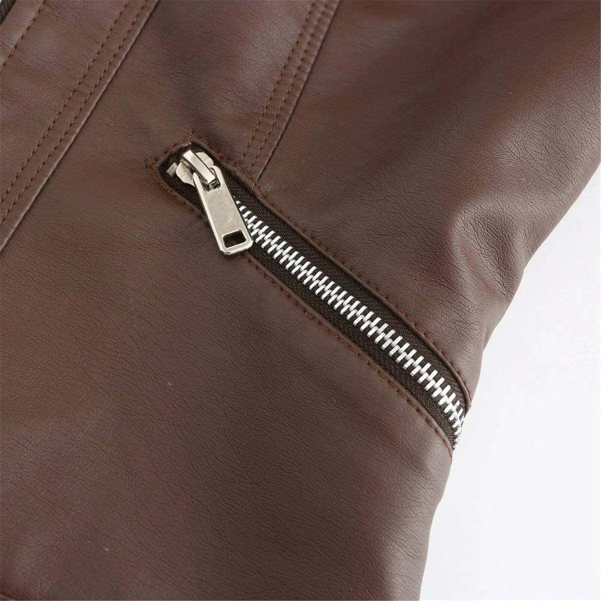Women's Faux Leather Moto Jacket – Retro Zip-Up Biker Jacket