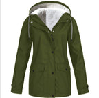 Women's Hooded Transitional Jacket – Drawstring Zip-Up Outdoor Jacket