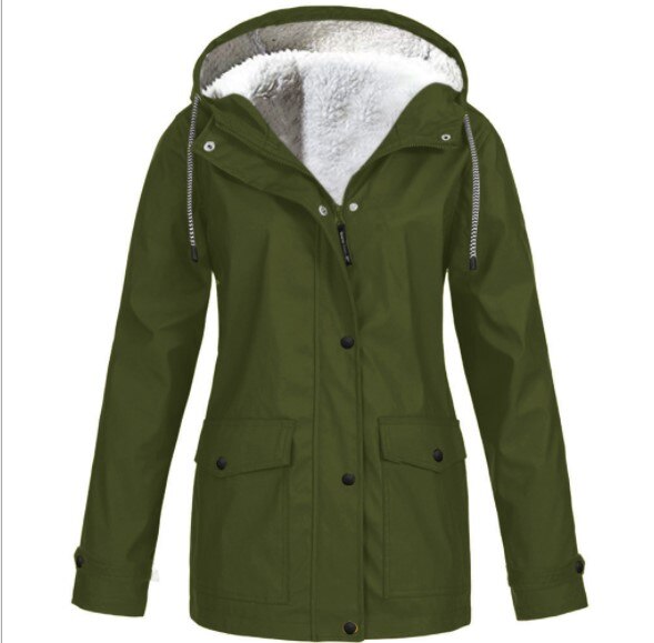 Women's Hooded Transitional Jacket – Drawstring Zip-Up Outdoor Jacket