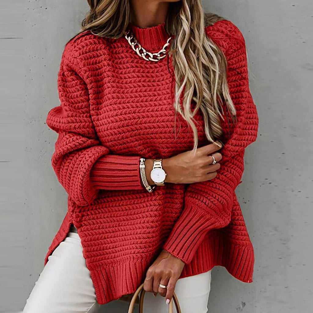 Women's Side Split Sweater – Longline High Neck Winter Sweater
