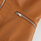Women's Faux Leather Moto Jacket – Retro Zip-Up Biker Jacket