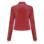 Women's Faux Leather Moto Jacket – Retro Zip-Up Biker Jacket