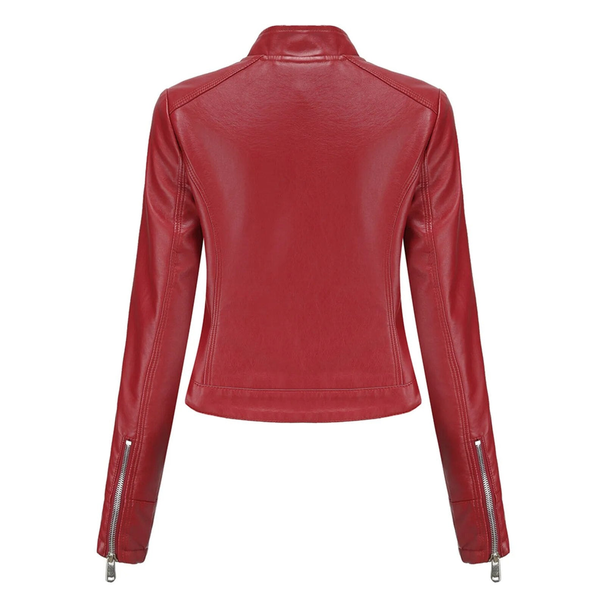 Women's Faux Leather Moto Jacket – Retro Zip-Up Biker Jacket