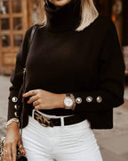Women's Long Sleeve Turtleneck Sweater – Fitted Winter Knit Sweater