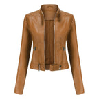 Women's Faux Leather Moto Jacket – Retro Zip-Up Biker Jacket