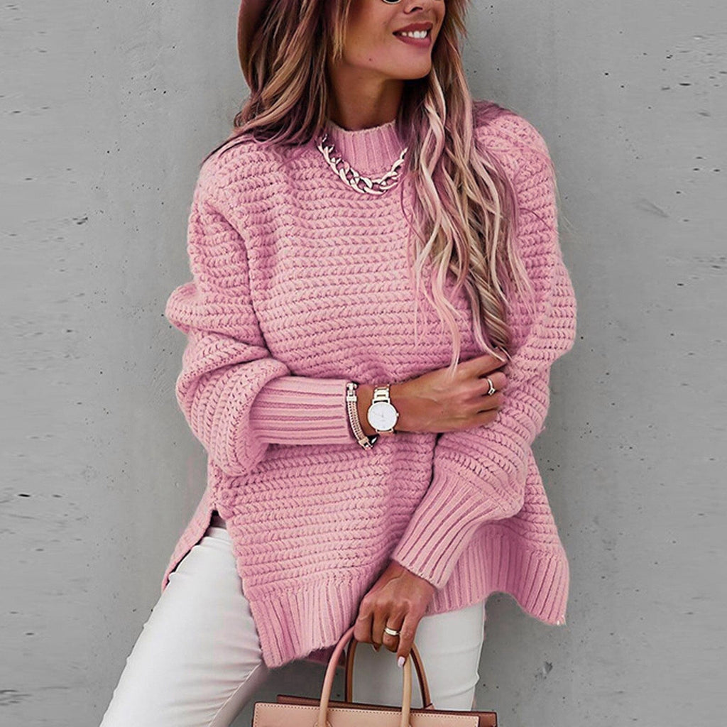 Women's Side Split Sweater – Longline High Neck Winter Sweater